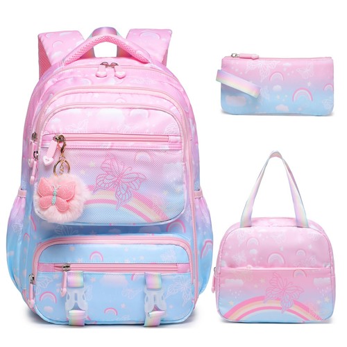 3pcs rainbow butterfly girls - rainbow,
